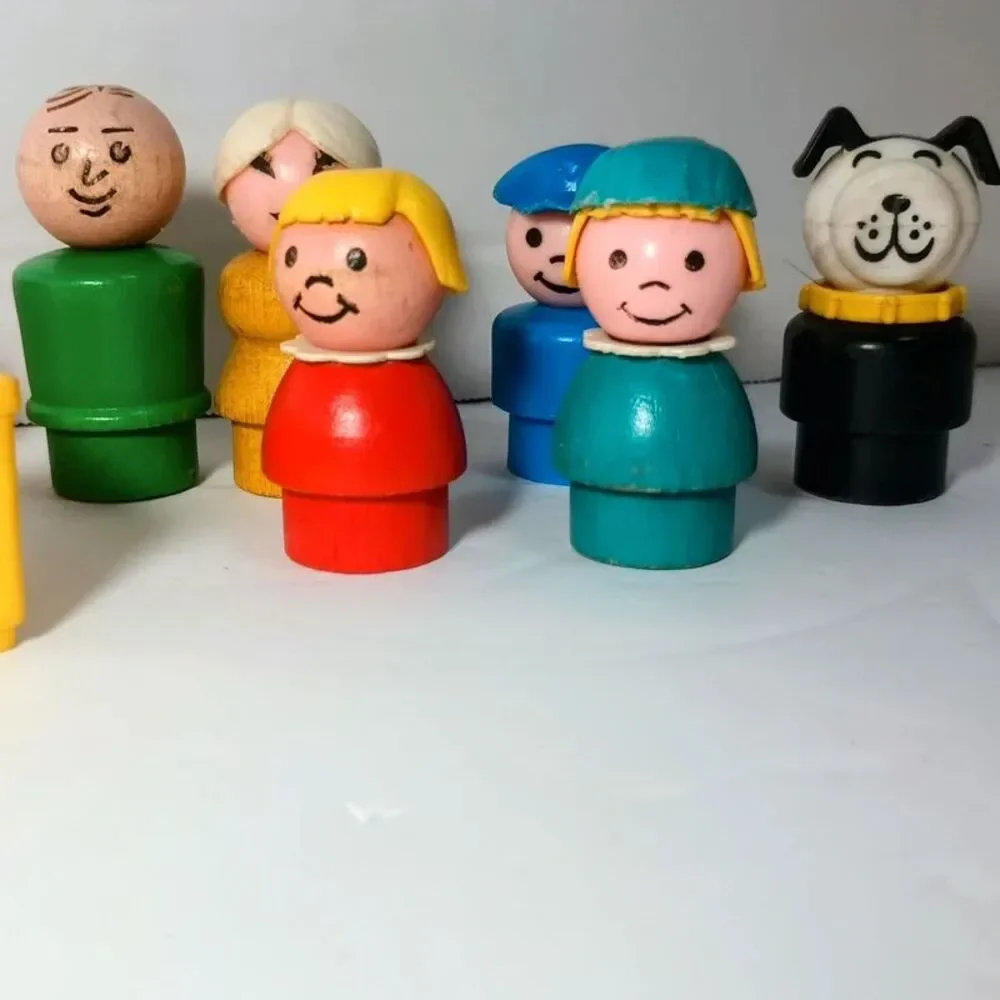 Vintage Little People Mix Wood and Plastic Characters Dog Baby Furniture